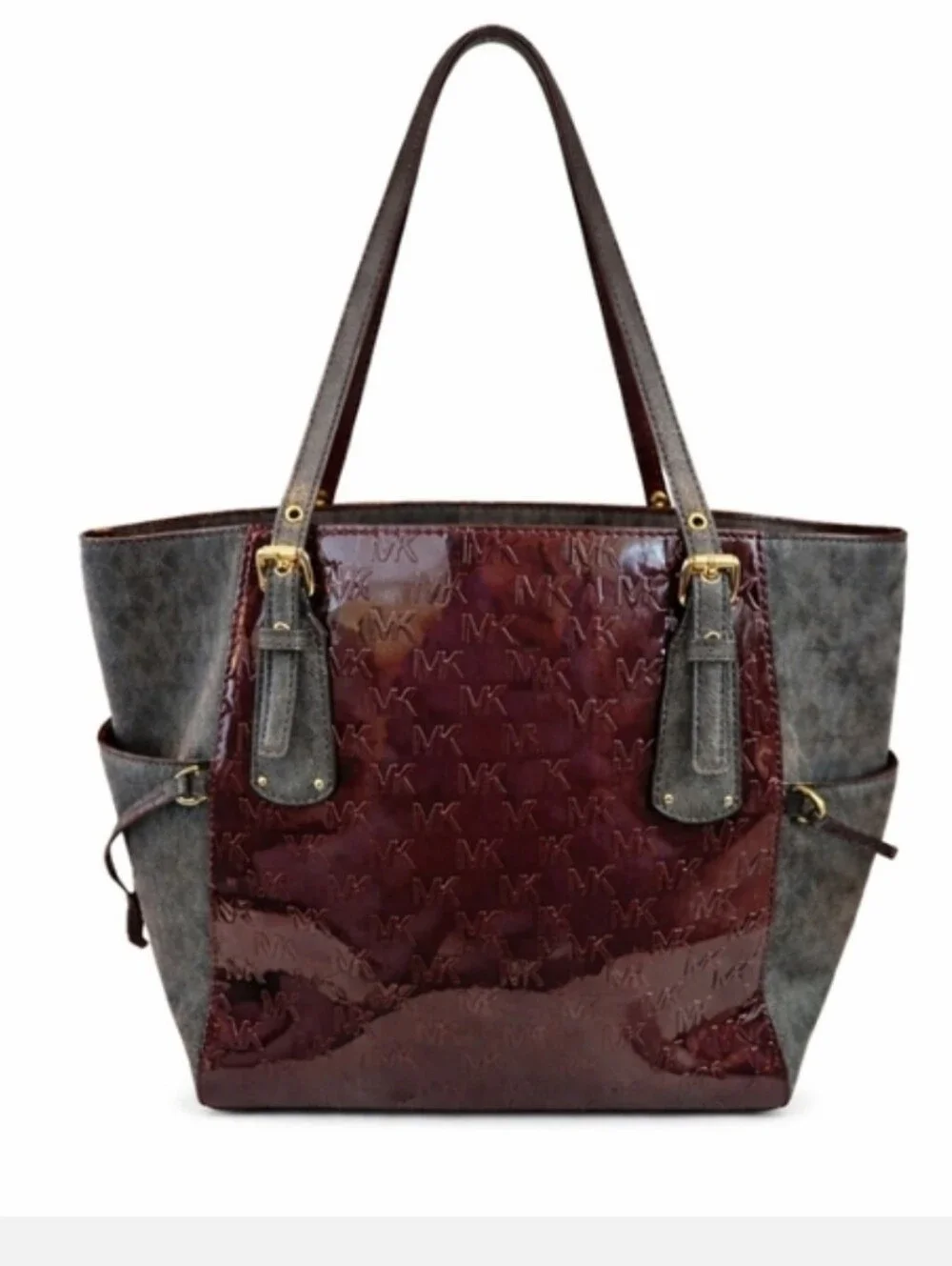 Michael Michael Kors Voyager Dark Berry Leather Monogram Tote OS